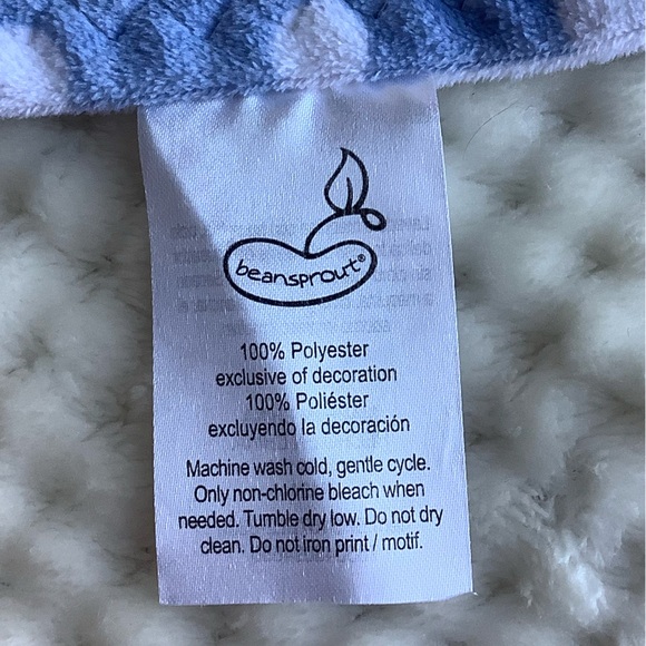 Beansprout Blue White Polka Dot Plush Bear Lovey Security Blanket Toy - Picture 5 of 8